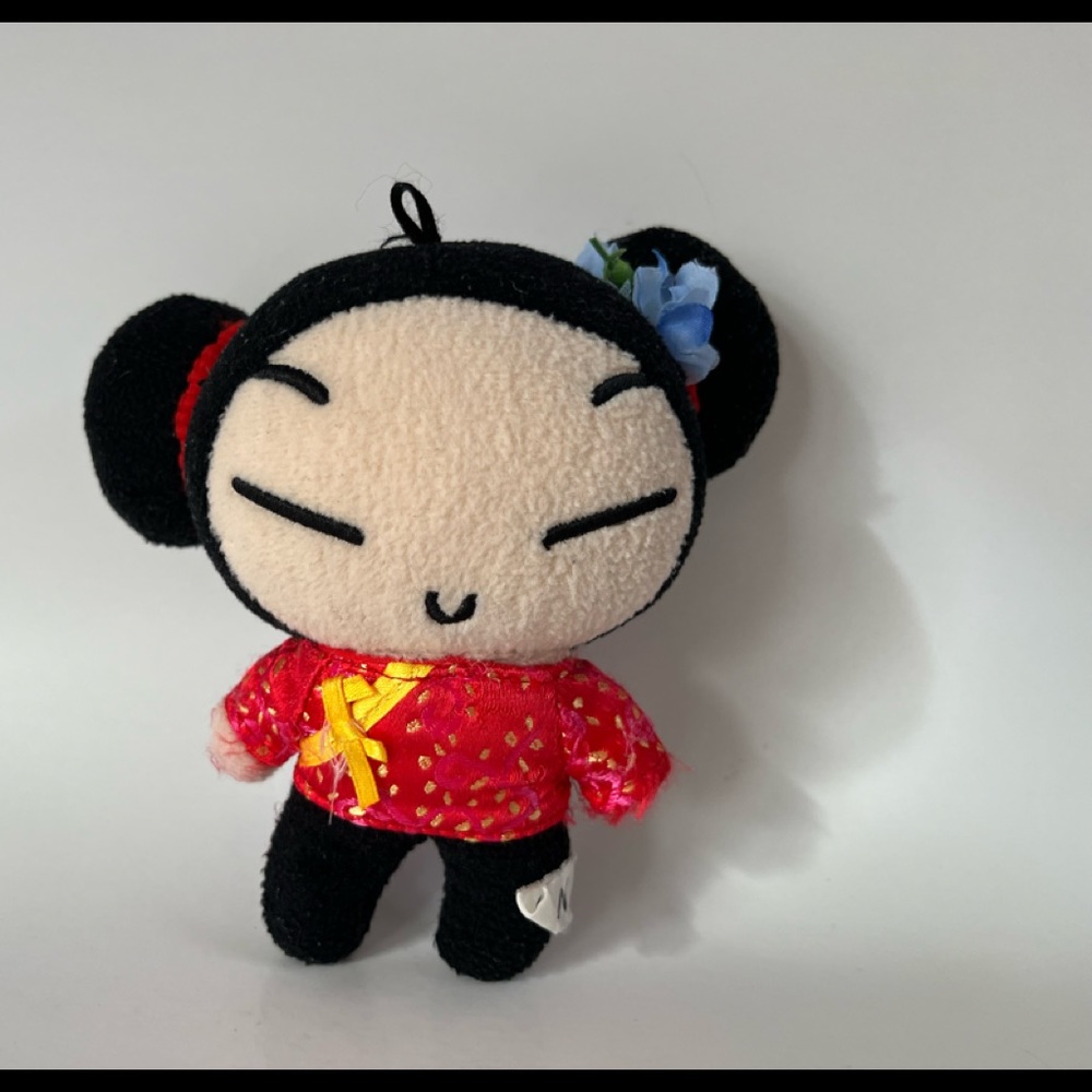 •Pucca Stuffed Doll Blue Flower In Hair w/ Hanger•
